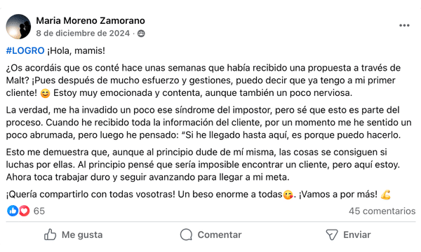 Testimonio de una mami de la comunidad