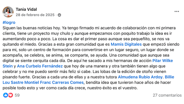 Testimonio de una mami de la comunidad