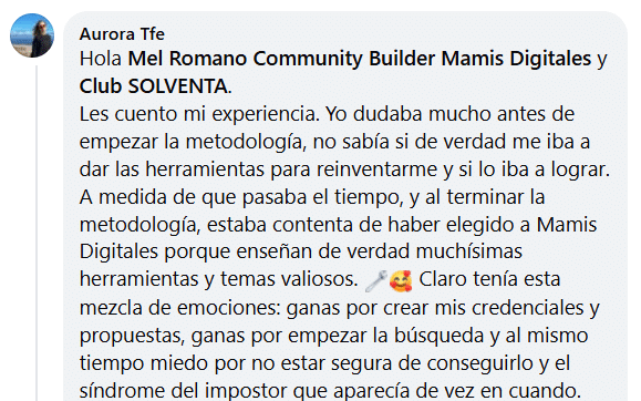Testimonio de una mami de la comunidad