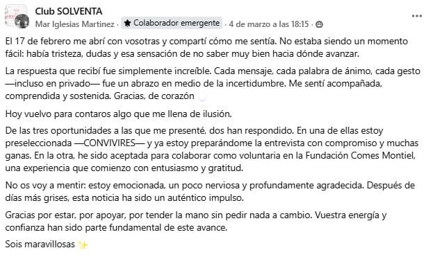 Testimonio de una mami de la comunidad